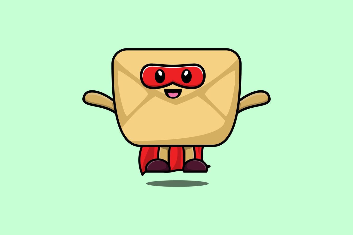 Cute Envelope superhero character fly illustration vector