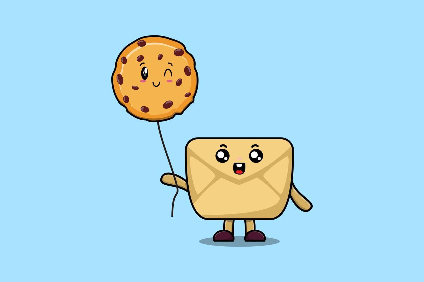 Cute cartoon Envelope float with biscuits balloon vector