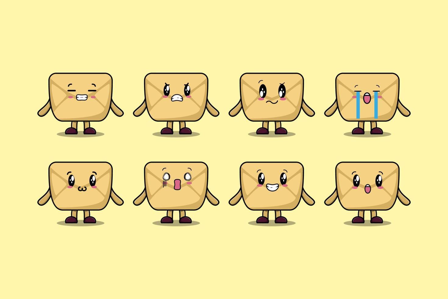 Set kawaii Envelope cartoon character expressions vector