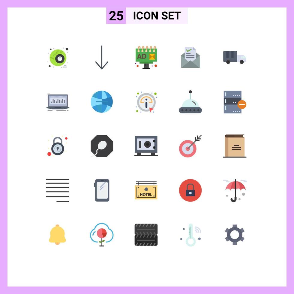 Modern Set of 25 Flat Colors and symbols such as data transport mail lorry good Editable Vector Design Elements