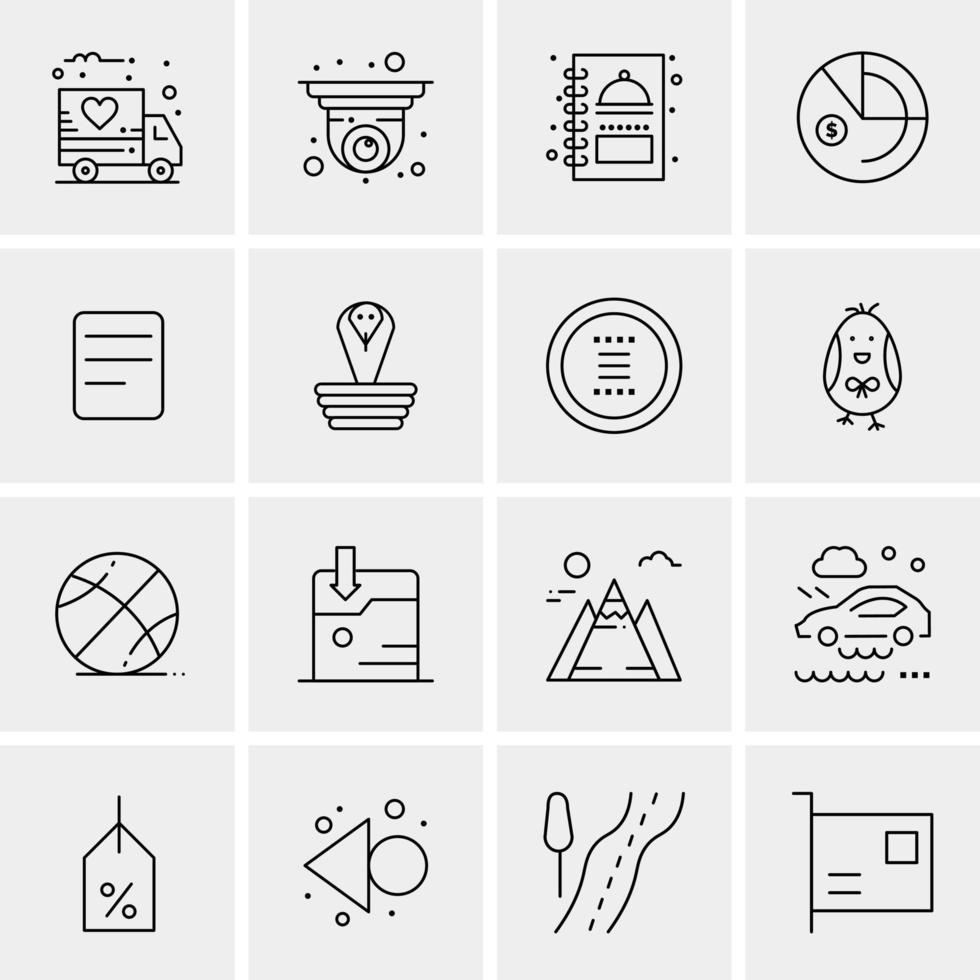 16 iconos de negocios universales vector ilustración de icono creativo para usar en proyectos relacionados con la web y dispositivos móviles