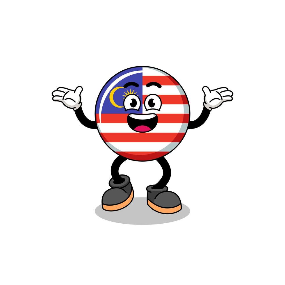 malaysia flag cartoon searching with happy gesture vector