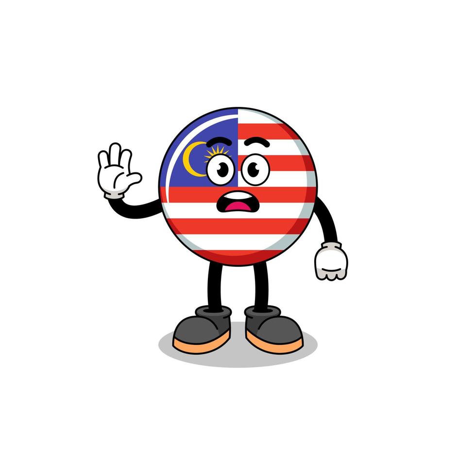 malaysia flag cartoon illustration doing stop hand vector