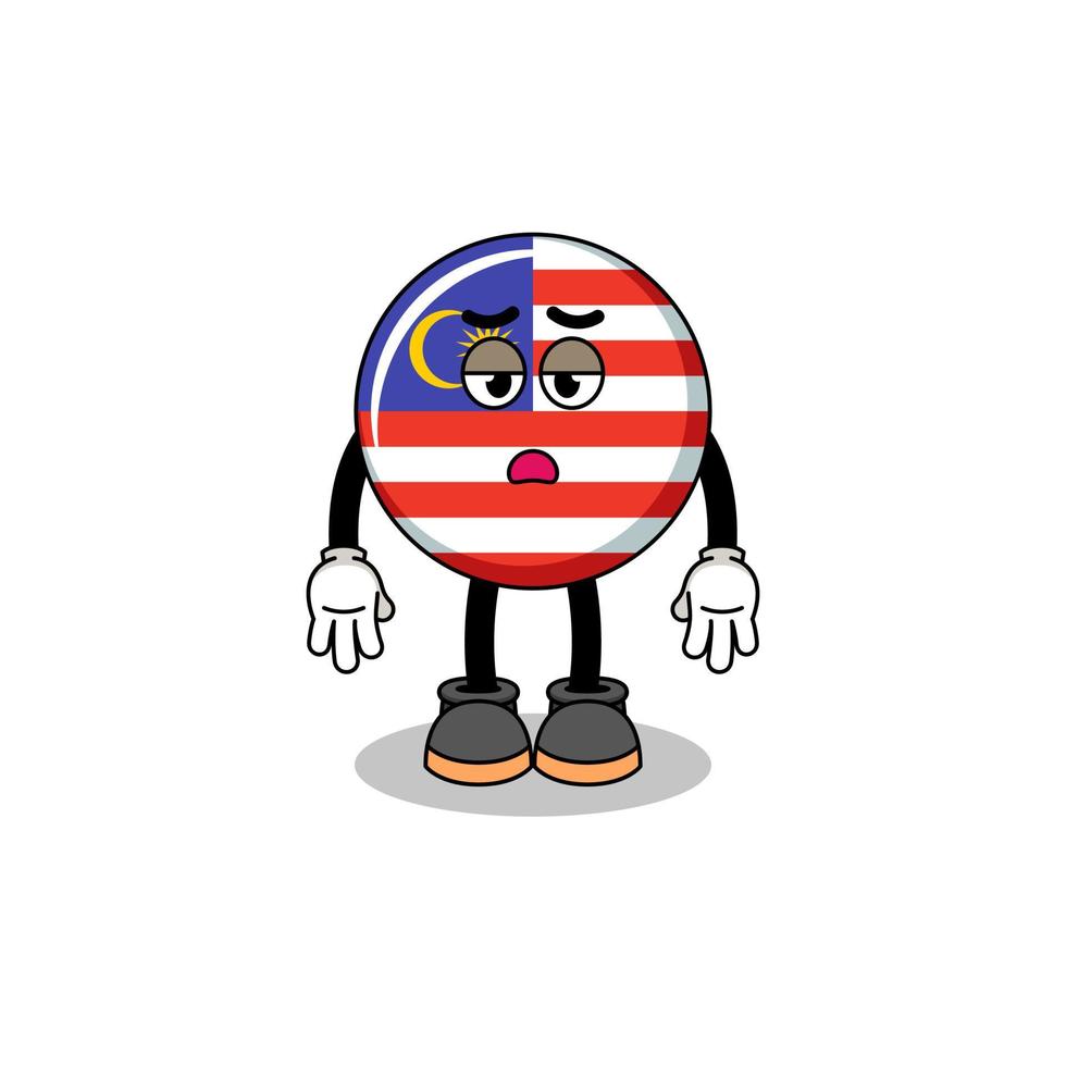 malaysia flag cartoon with fatigue gesture vector