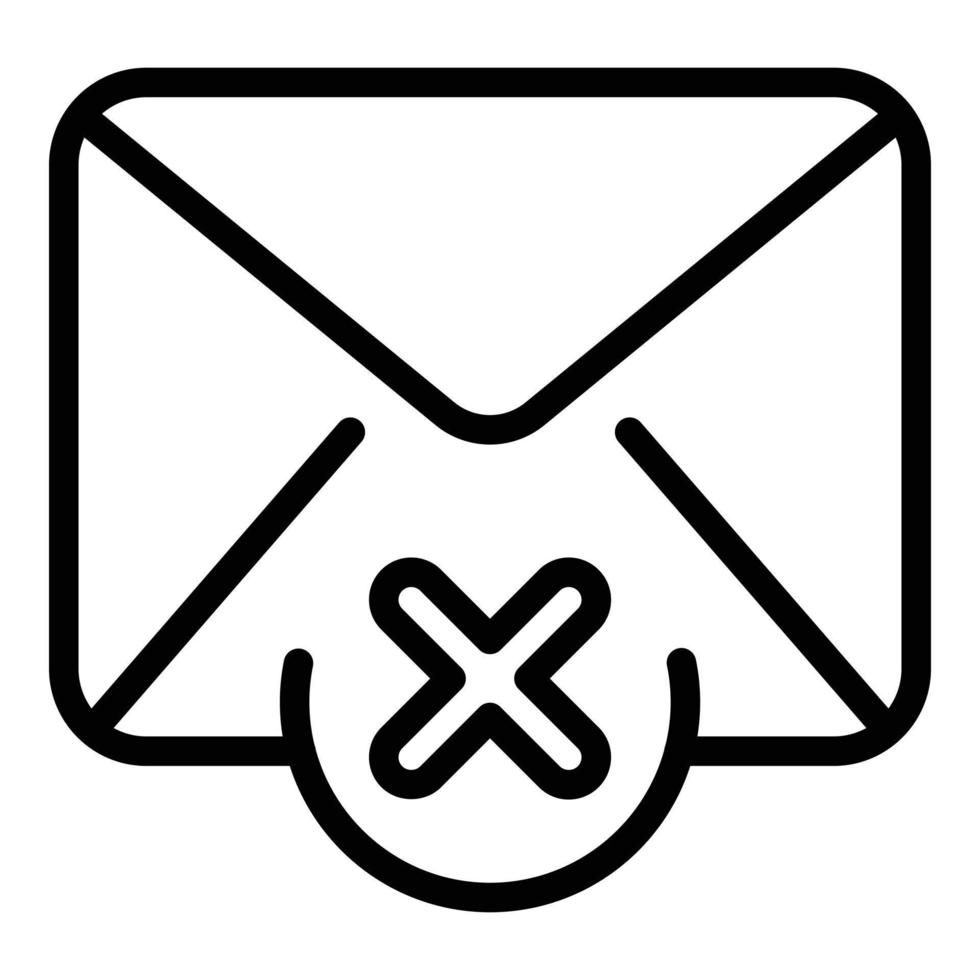 icono de rechazo de correo no me gusta, estilo de contorno vector