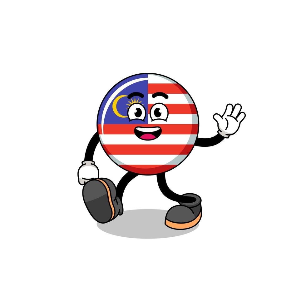 malaysia flag cartoon walking vector