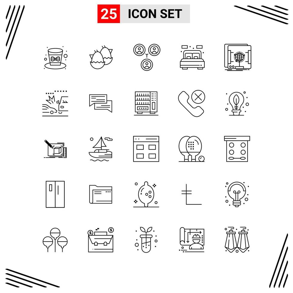 25 iconos estilo de línea cuadrícula basada en símbolos de contorno creativo para el diseño de sitios web signos de icono de línea simple aislados en fondo blanco 25 conjunto de iconos fondo de vector de icono negro creativo