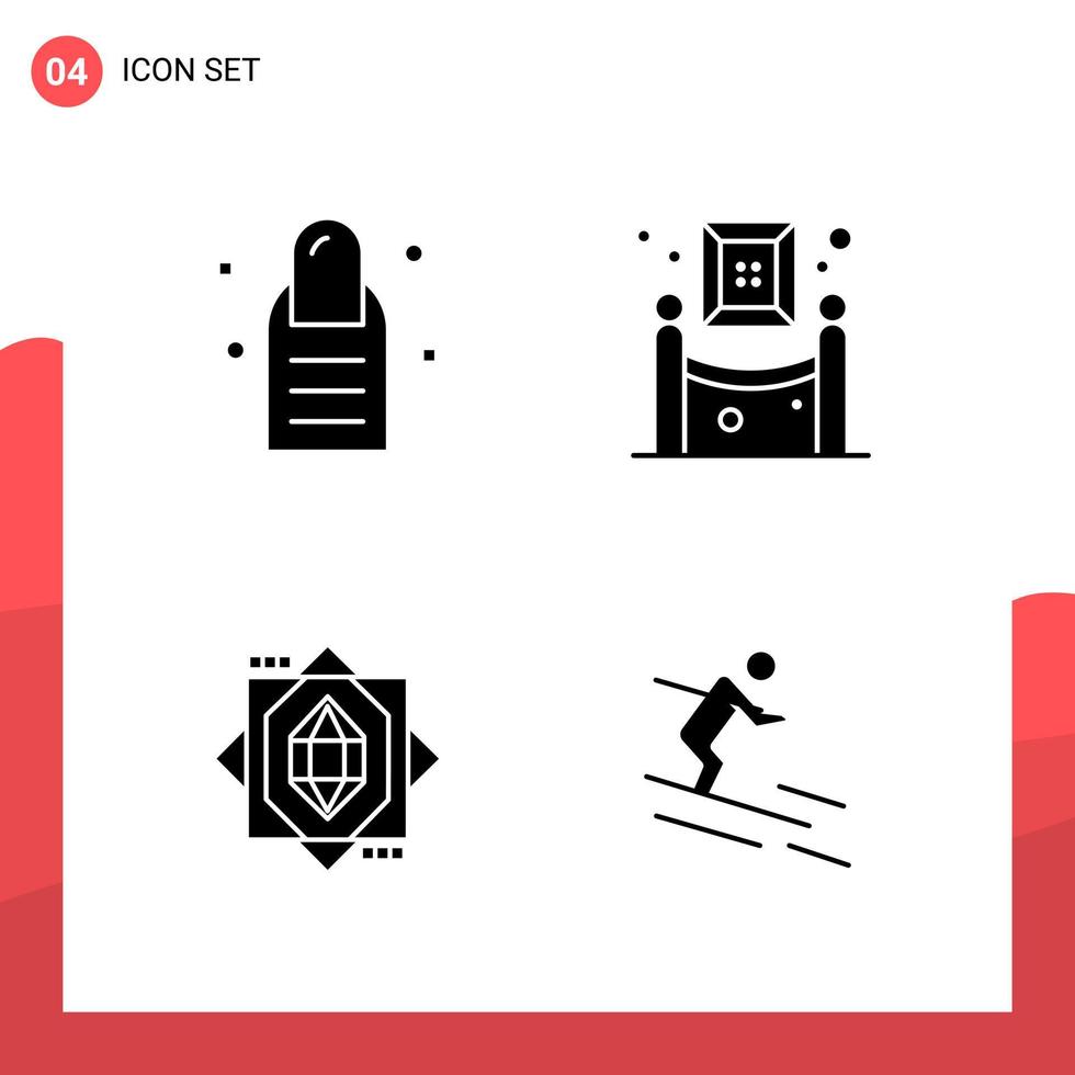 paquete de 4 iconos de glifos universales para medios impresos sobre fondo blanco fondo de vector de icono negro creativo