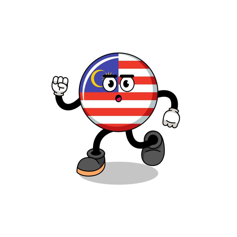 running malaysia flag mascot illustration vector