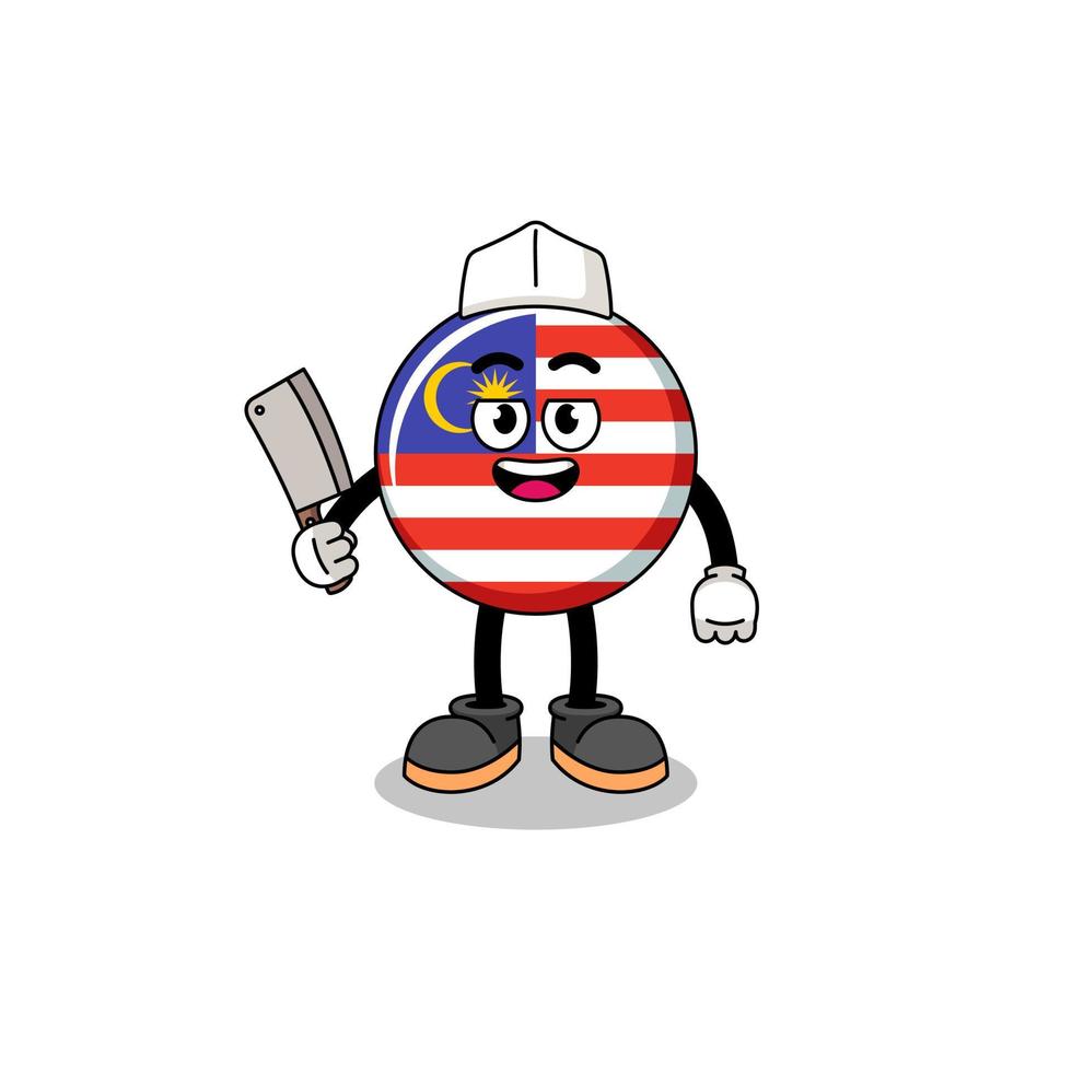 Mascot of malaysia flag as a butcher vector