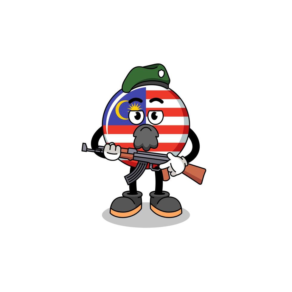 Character cartoon of malaysia flag as a special force vector