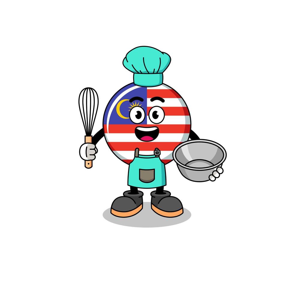 Illustration of malaysia flag as a bakery chef vector