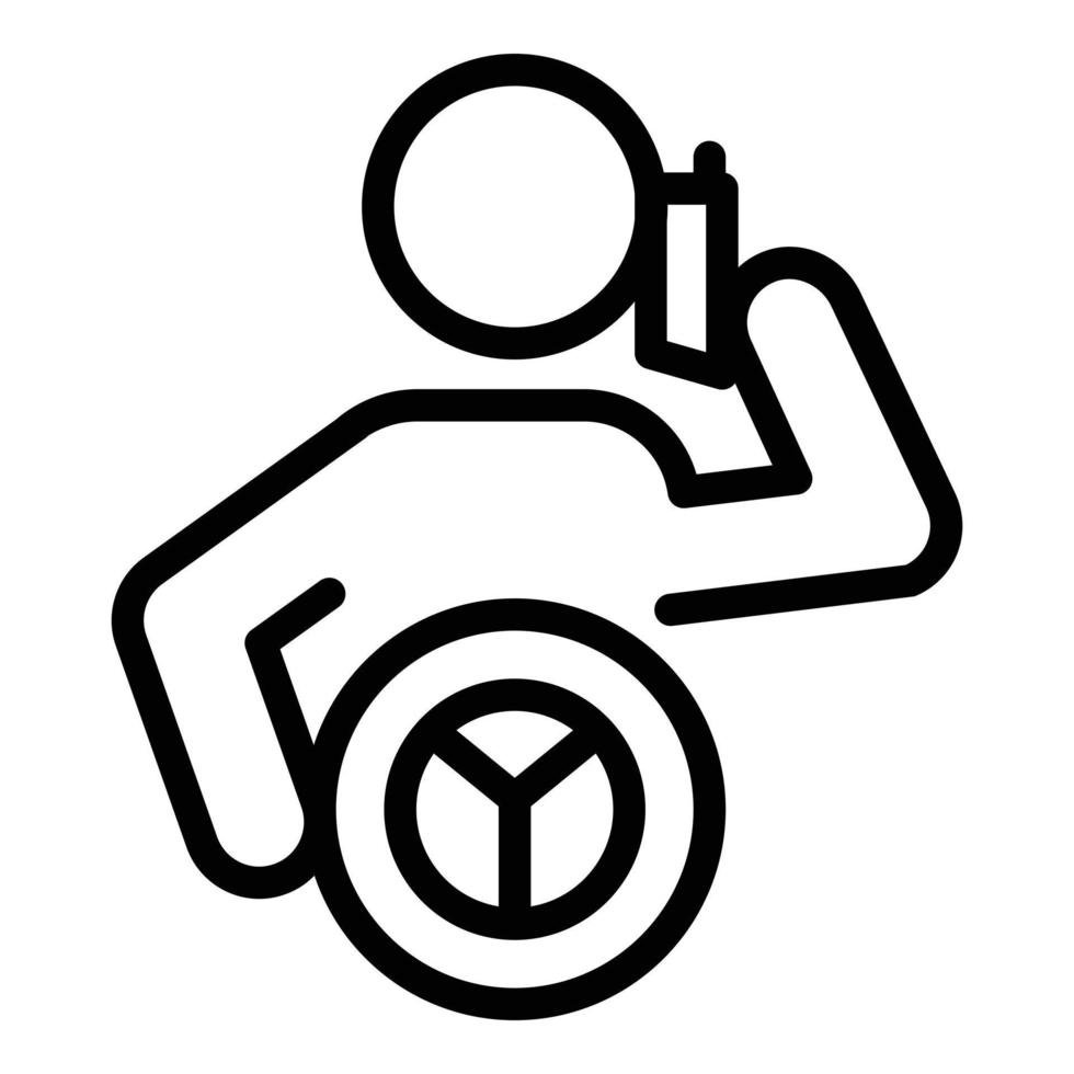 Careless driver phone talking icon, outline style vector