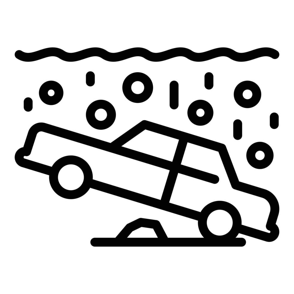 icono submarino de accidente de coche, estilo de esquema vector