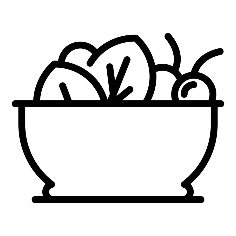 Fruit salad bowl icon, outline style vector