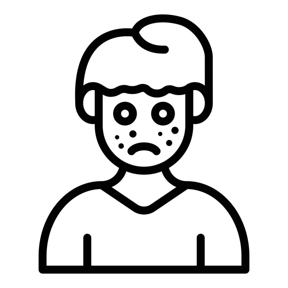 icono de niño alérgico a la piel, estilo de contorno vector