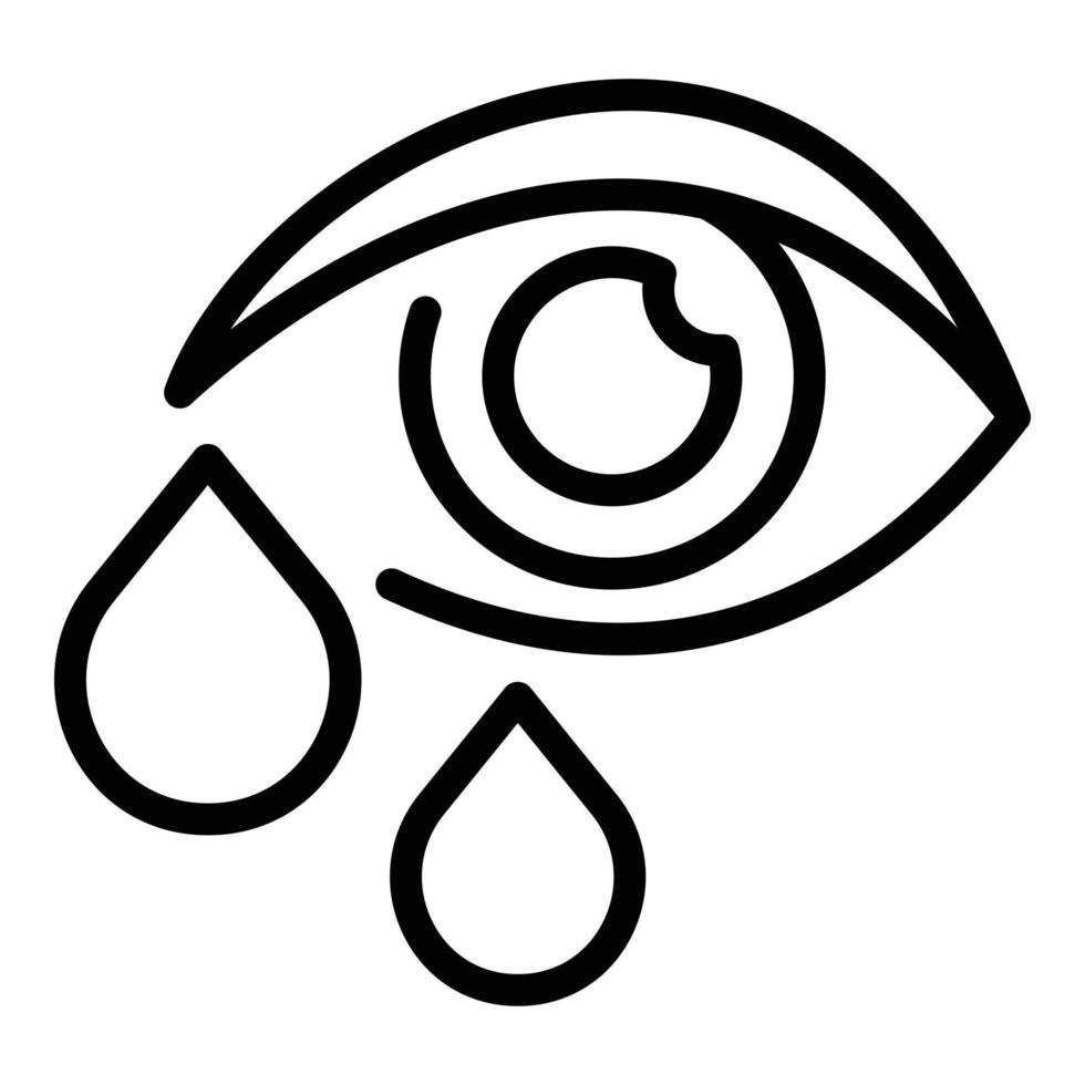 Crying allergy eye icon, outline style vector