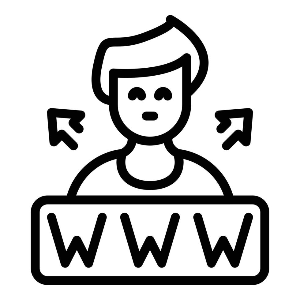 icono de interacción web, estilo de esquema vector