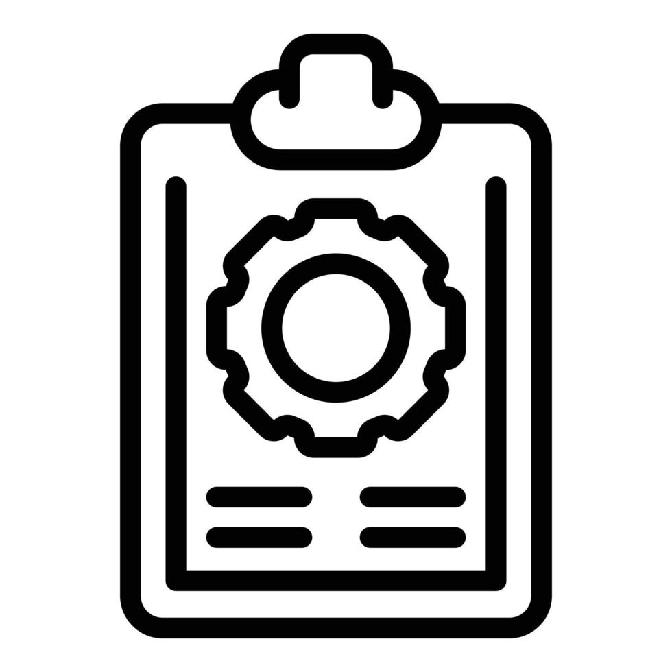 Wheel work clipboard icon, outline style vector