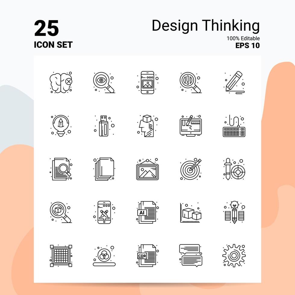 25 Design Thinking Icon Set 100 Editable EPS 10 Files Business Logo Concept Ideas Line icon design vector