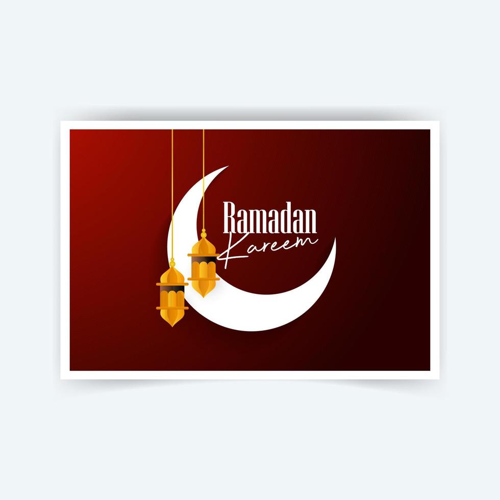 Ramadan Kareem celebrate greeting card  with arabic design patterns and lanterns arabic lamp Ramadan Card vector