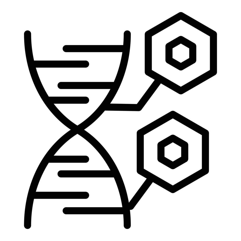 estructura del icono de ADN, estilo de contorno vector