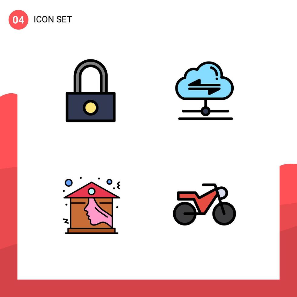 paquete de iconos de vector de stock de 4 signos y símbolos de línea para bloquear bienes raíces compartir datos moto elementos de diseño de vector editables