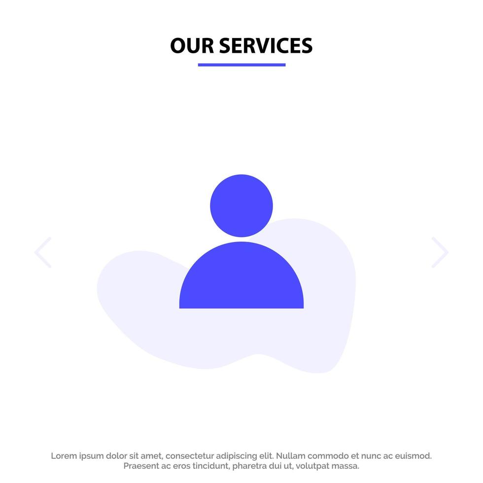 Our Services Contacts Mane Twitter Solid Glyph Icon Web card Template vector