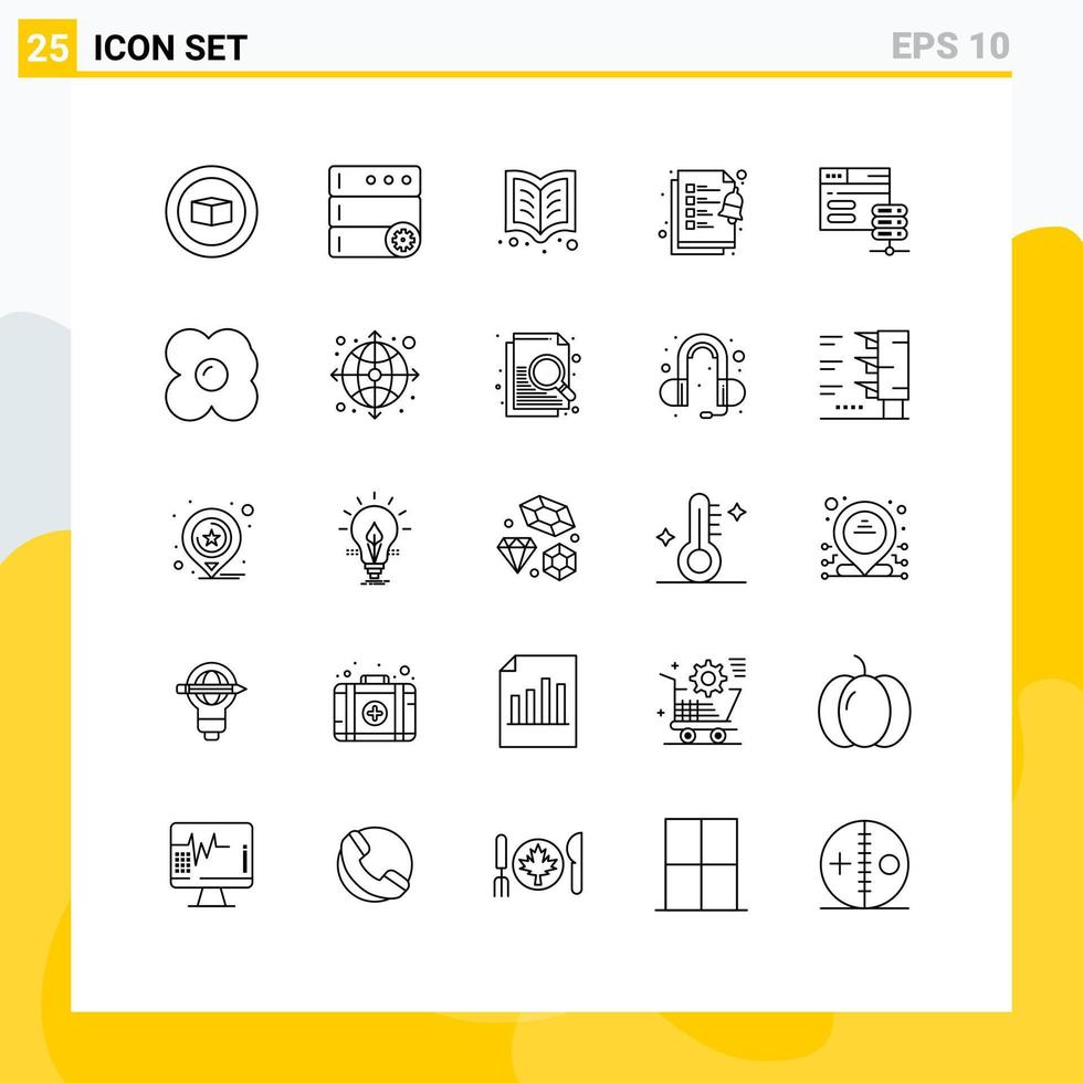 25 Thematic Vector Lines and Editable Symbols of egg server learning network server tasks Editable Vector Design Elements
