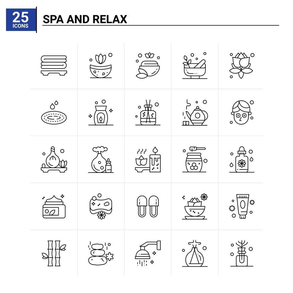 25 Spa And Relax icon set vector background