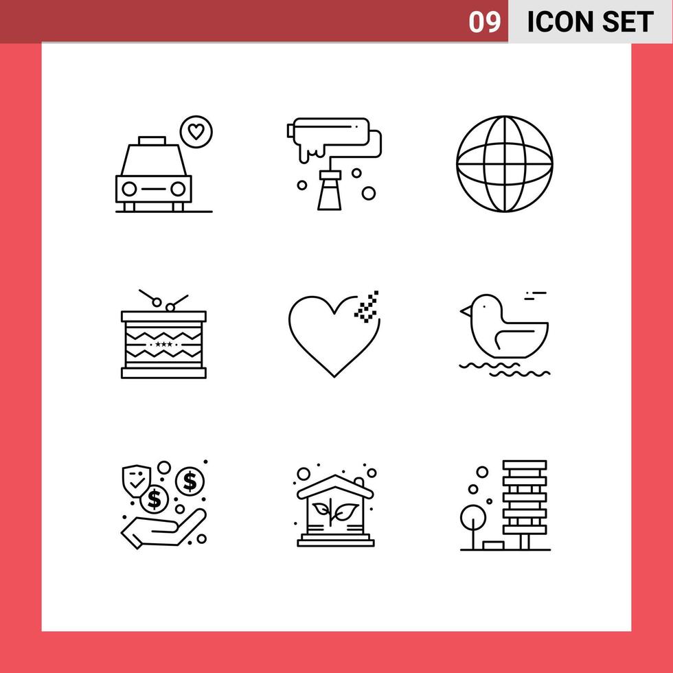 9 Outline concept for Websites Mobile and Apps st irish automation instrument globe Editable Vector Design Elements