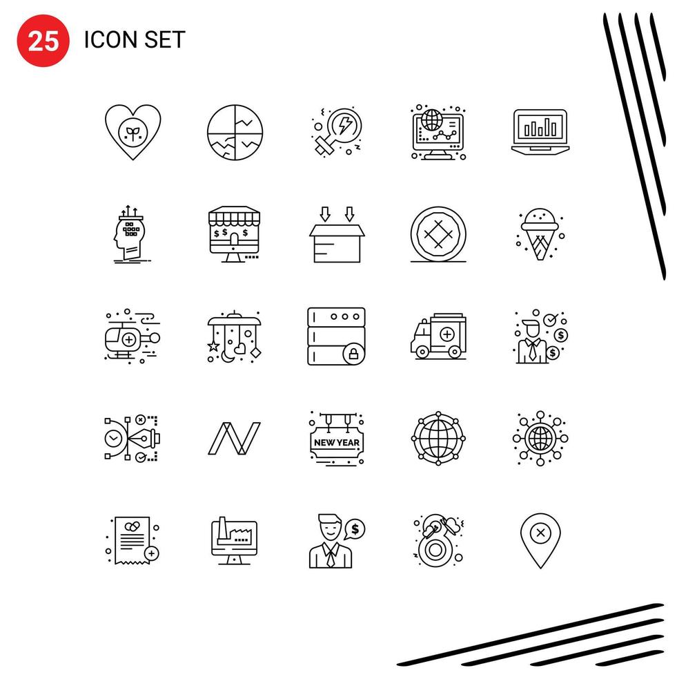25 Thematic Vector Lines and Editable Symbols of shopping graph skin finance women Editable Vector Design Elements