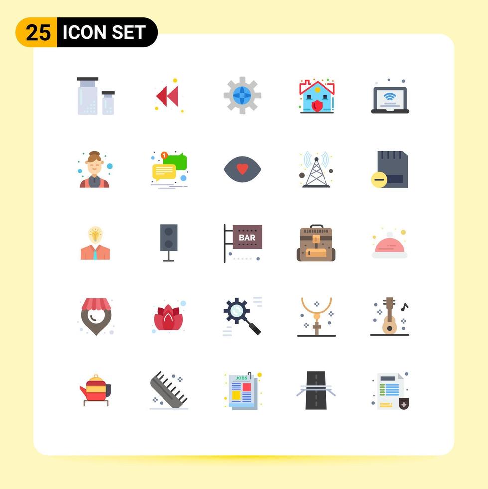 Set of 25 Vector Flat Colors on Grid for internet security world real estate Editable Vector Design Elements