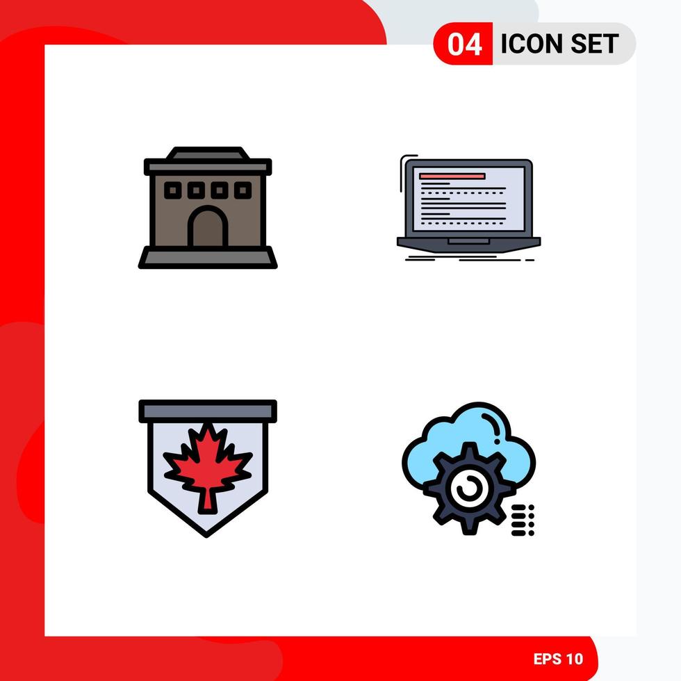 Stock Vector Icon Pack of 4 Line Signs and Symbols for building leaf code monoblock sign Editable Vector Design Elements