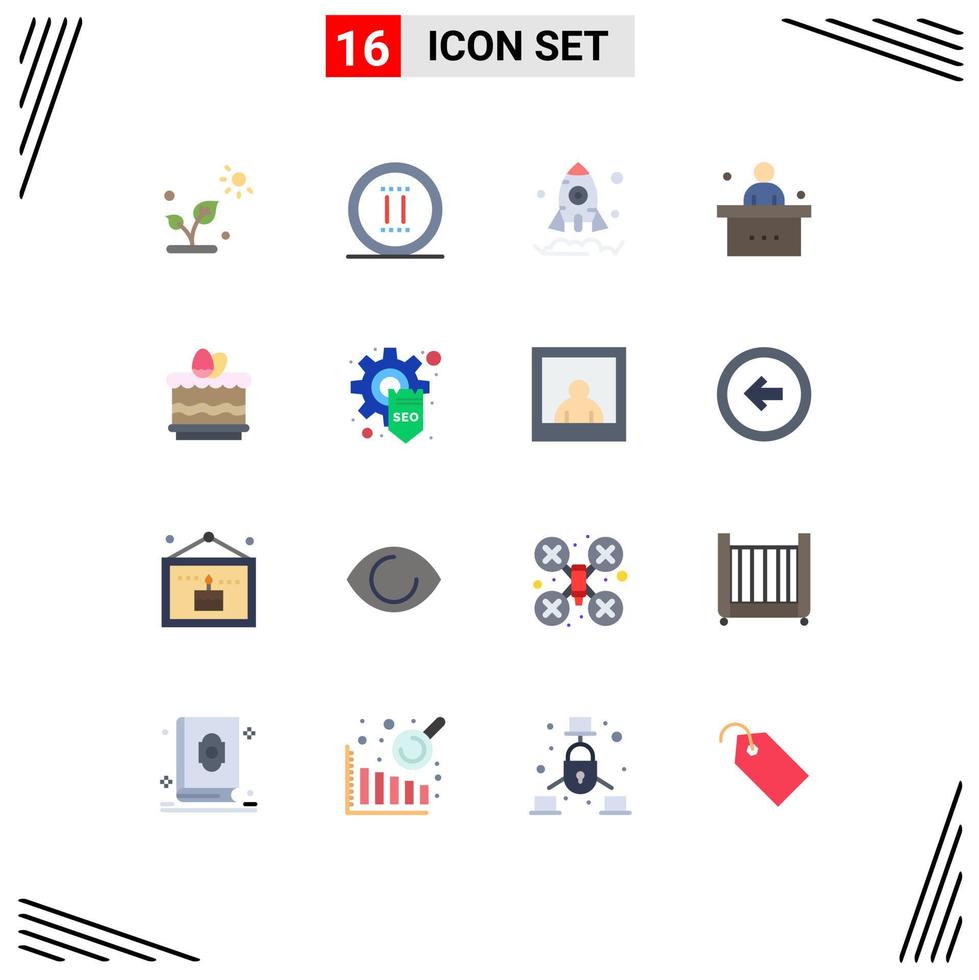 Set of 16 Modern UI Icons Symbols Signs for easter study business student desk Editable Pack of Creative Vector Design Elements