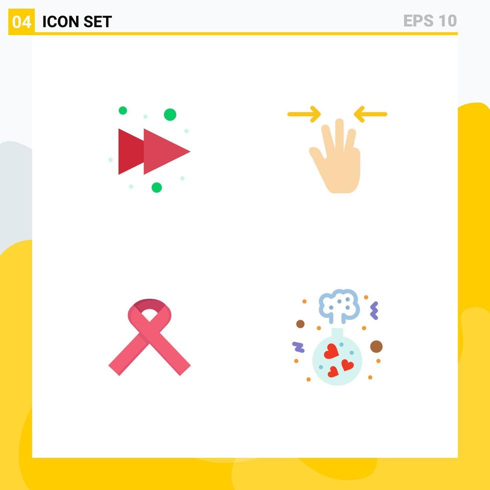 Group of 4 Modern Flat Icons Set for arrow cancer gestures three fingers heart Editable Vector Design Elements