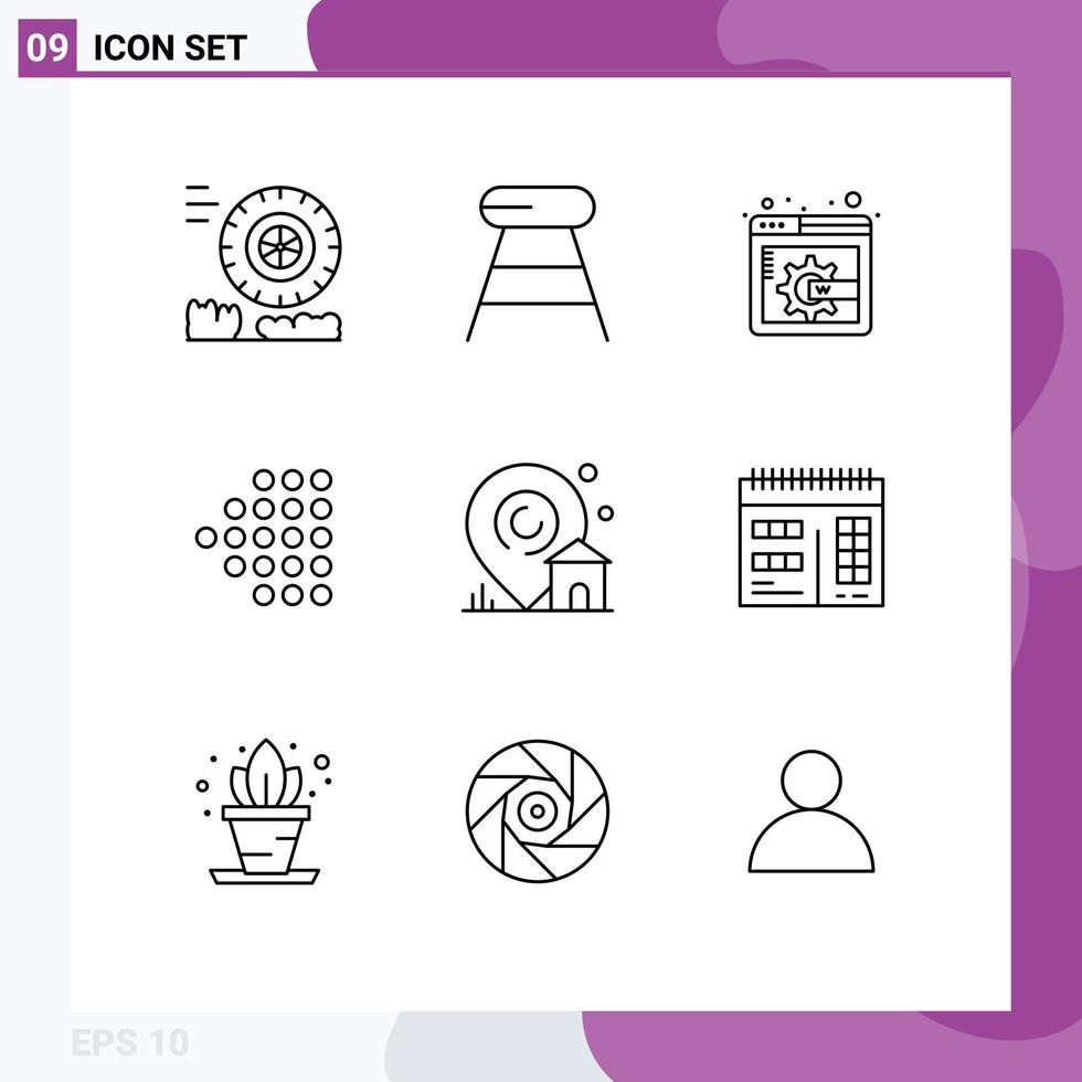 9 Thematic Vector Outlines and Editable Symbols of calendar real estate web page house location Editable Vector Design Elements