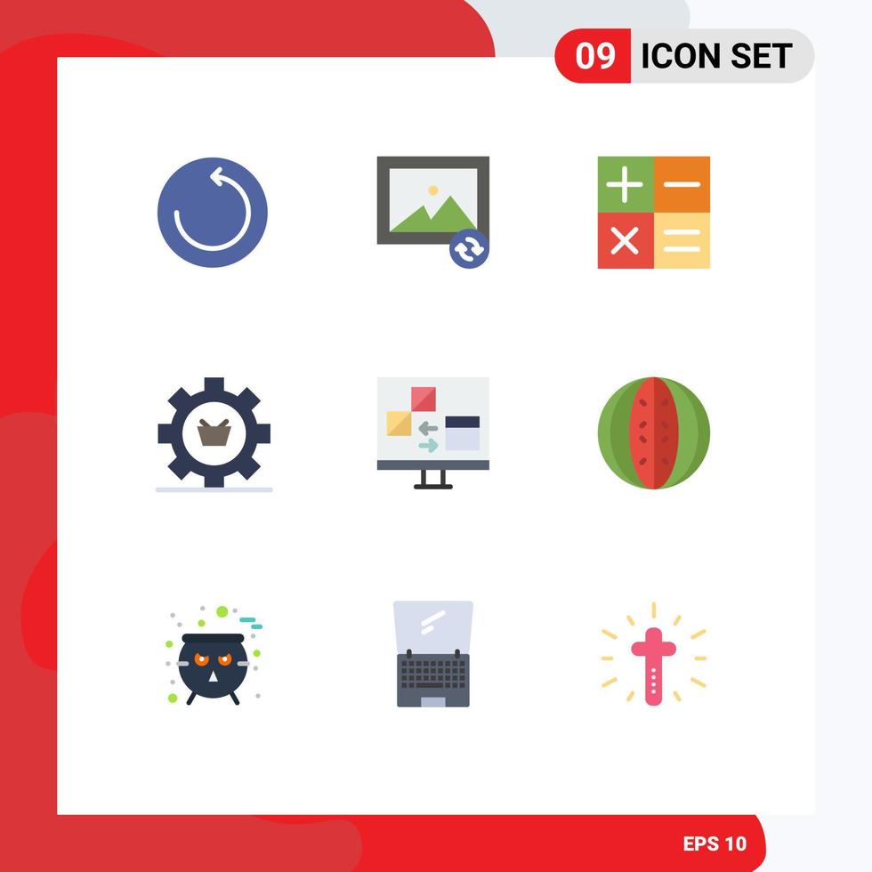 Stock Vector Icon Pack of 9 Line Signs and Symbols for computer app mini setting commerce Editable Vector Design Elements