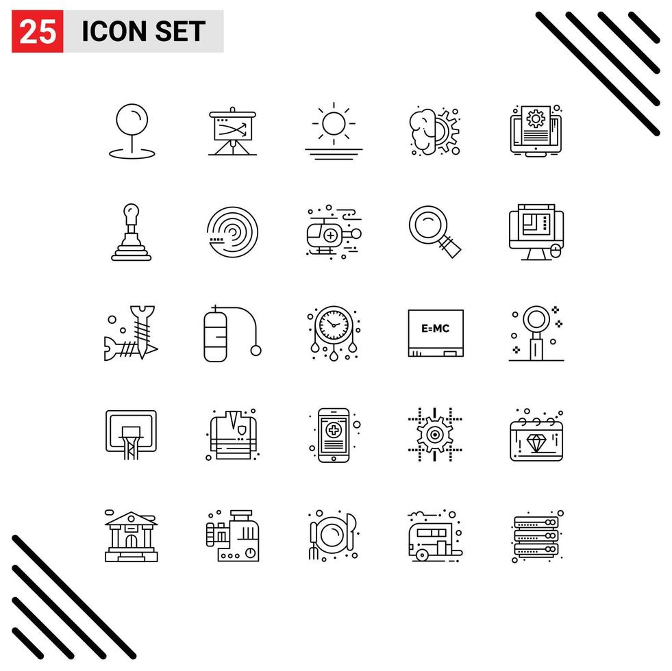 25 Creative Icons Modern Signs and Symbols of file thinking beach process design Editable Vector Design Elements