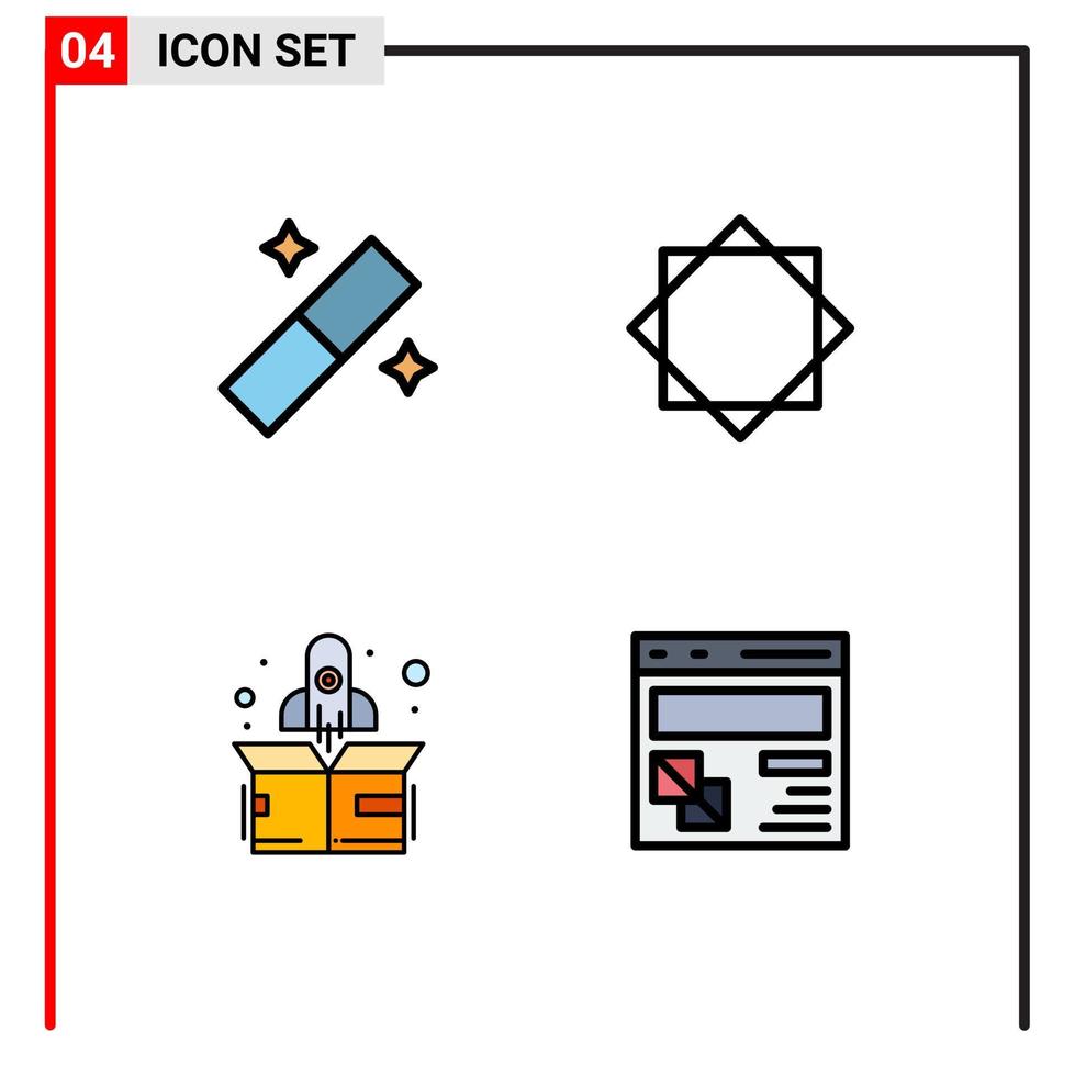 User Interface Pack of 4 Basic Filledline Flat Colors of design up alert warning develop Editable Vector Design Elements