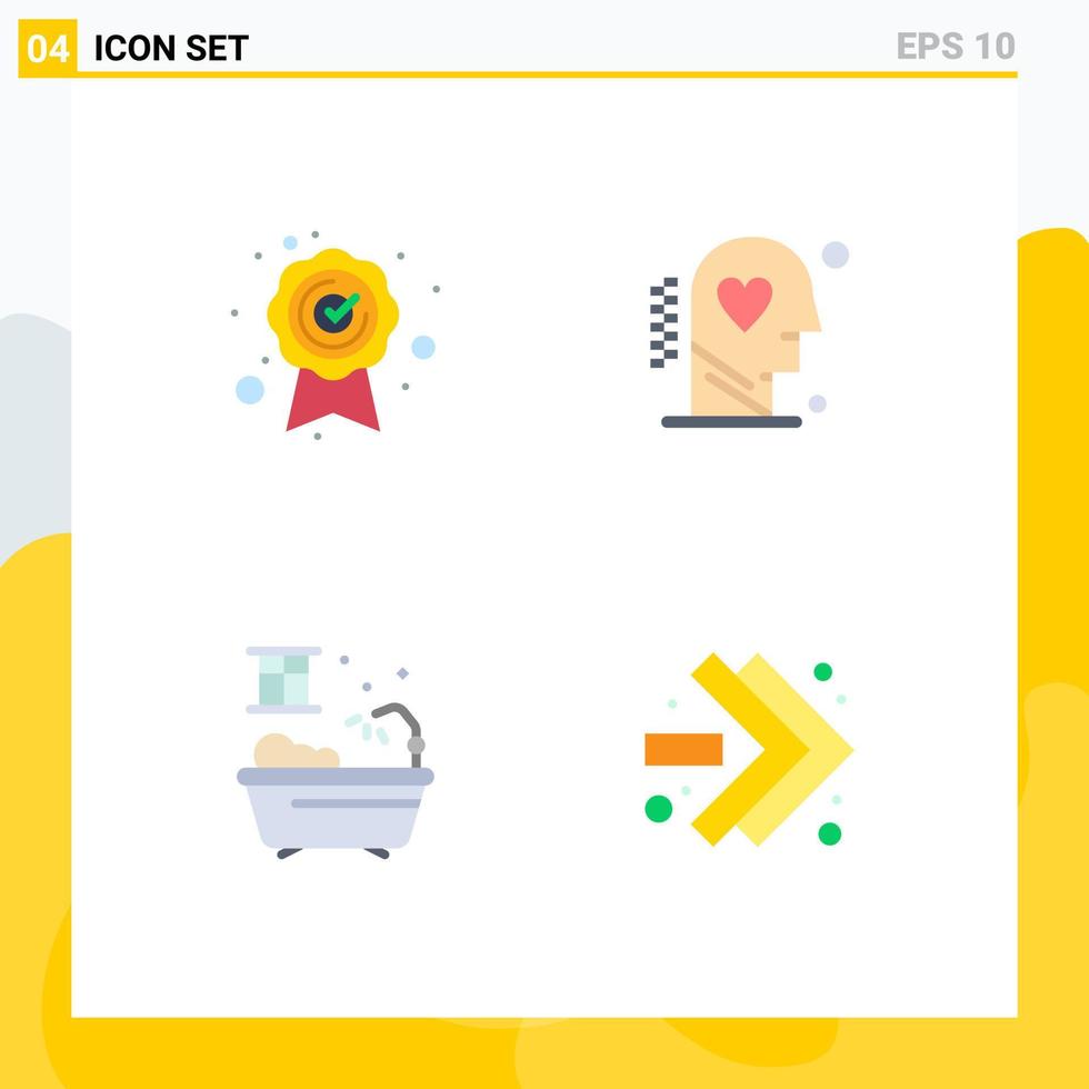 Modern Set of 4 Flat Icons Pictograph of best quality shower brain process arrows Editable Vector Design Elements