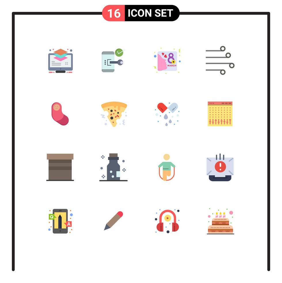 conjunto de 16 iconos de interfaz de usuario modernos signos de símbolos para el aire del clima día de invitación abierto paquete editable de elementos creativos de diseño de vectores