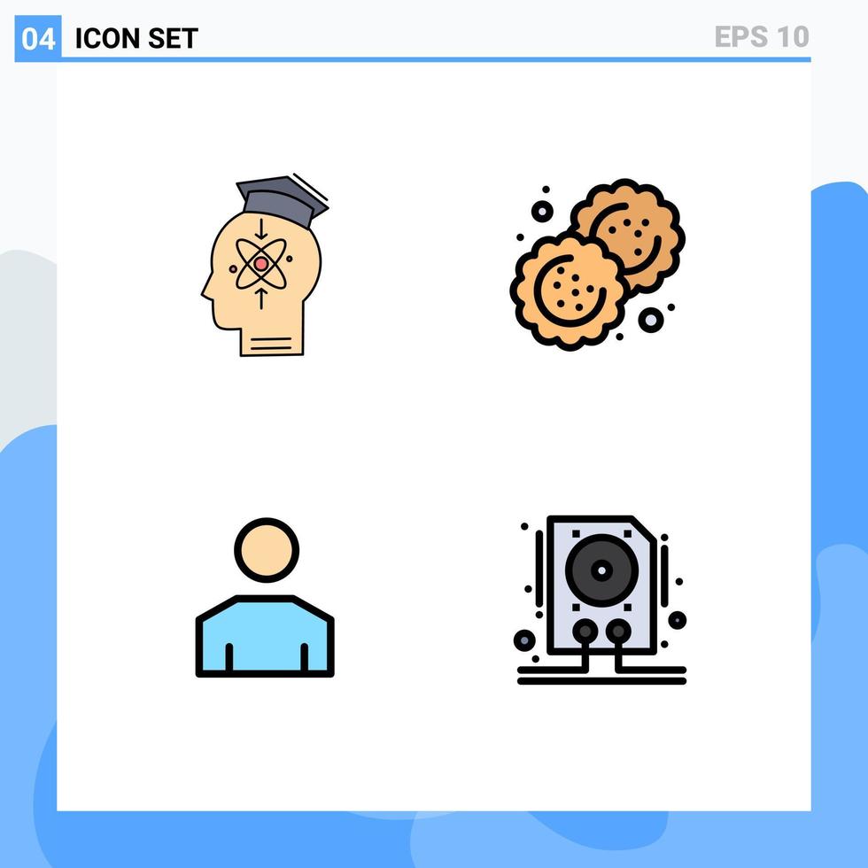 conjunto de 4 iconos de interfaz de usuario modernos símbolos signos para capacidad avatar conocimiento biscuit personas elementos de diseño vectorial editables vector