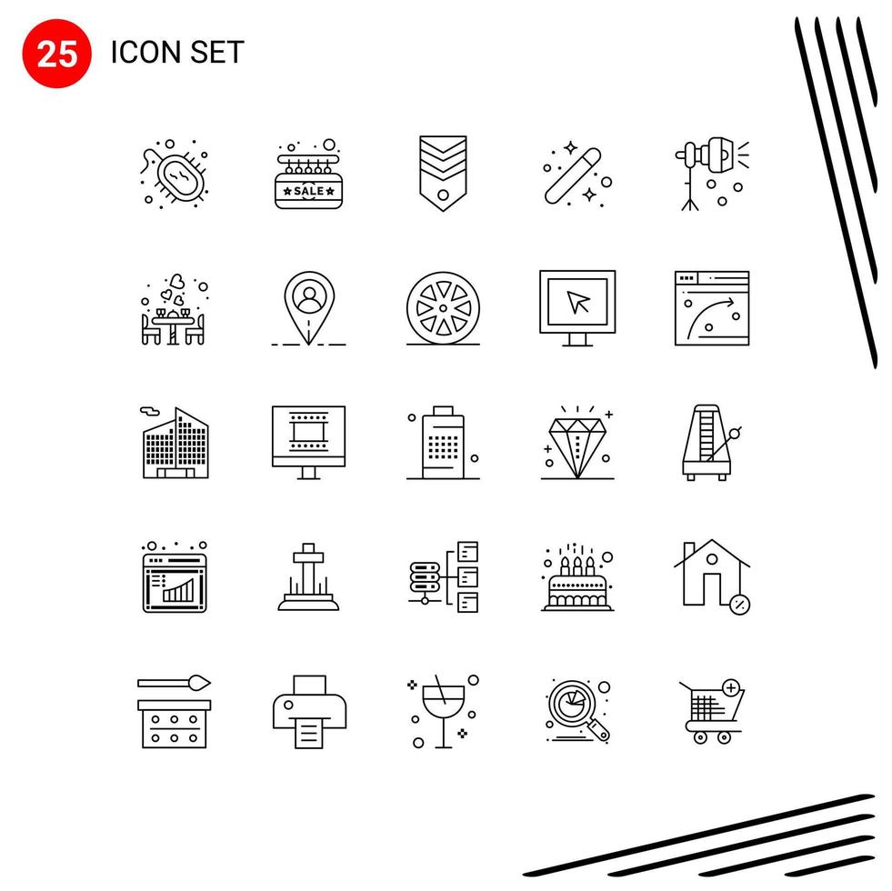 User Interface Pack of 25 Basic Lines of graphical designing badge design tag Editable Vector Design Elements