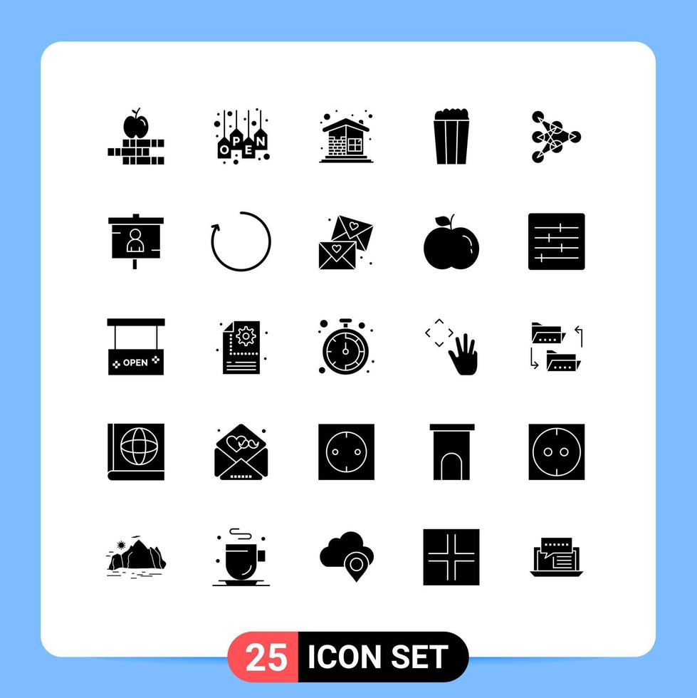 Solid Glyph Pack of 25 Universal Symbols of deep food brick wall corn wall Editable Vector Design Elements