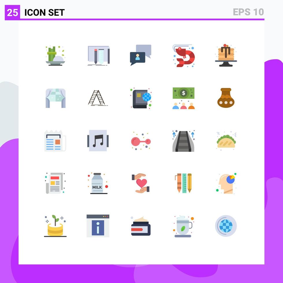 Universal Icon Symbols Group of 25 Modern Flat Colors of baking sea tools food user Editable Vector Design Elements