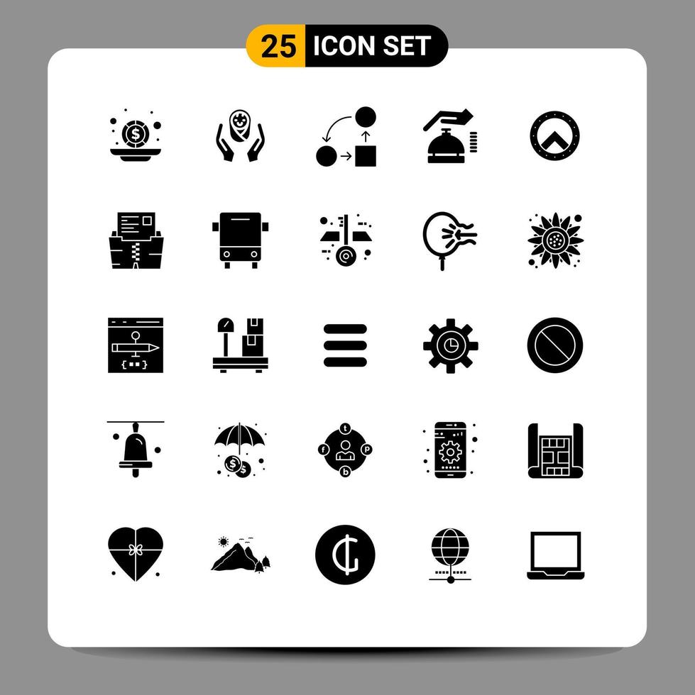 25 Universal Solid Glyphs Set for Web and Mobile Applications security alarm child gdpr strategy Editable Vector Design Elements