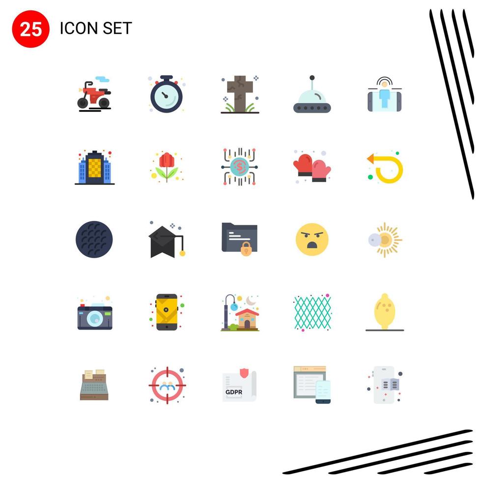 25 Universal Flat Color Signs Symbols of user engagement engagement cross ufo science Editable Vector Design Elements