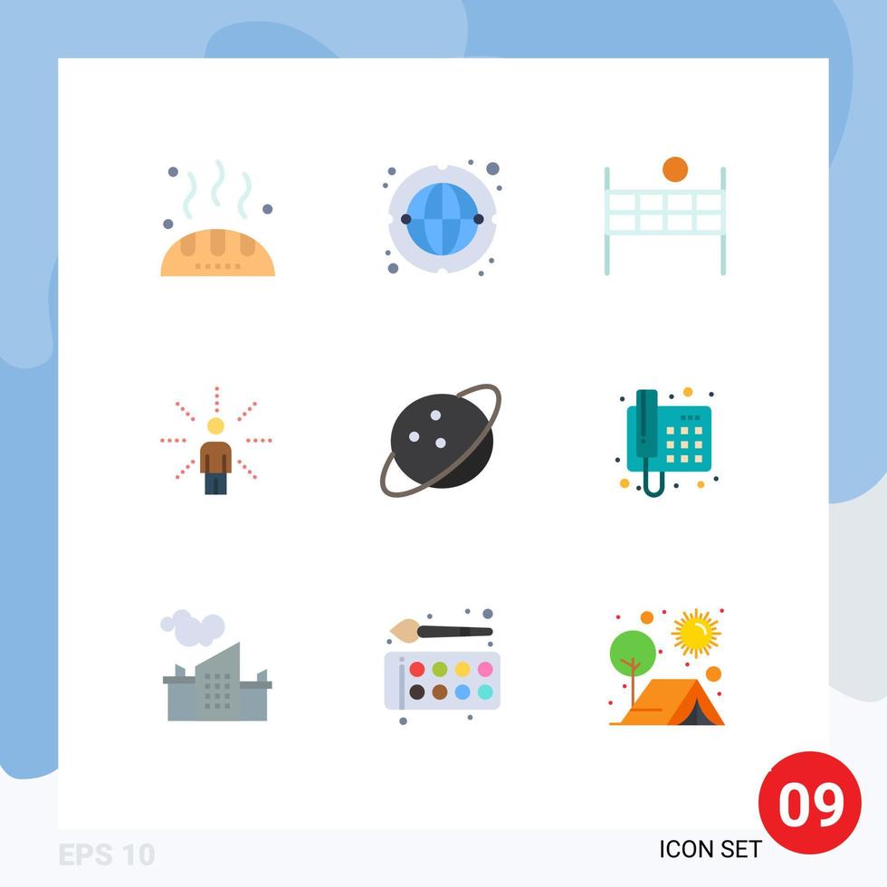Stock Vector Icon Pack of 9 Line Signs and Symbols for saturn sense ball perception feel Editable Vector Design Elements
