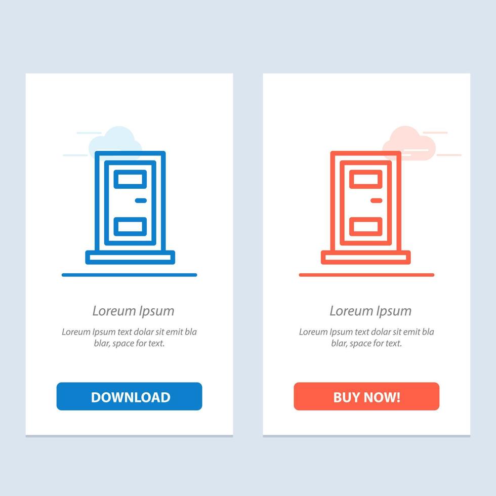 Construction Door House  Blue and Red Download and Buy Now web Widget Card Template vector